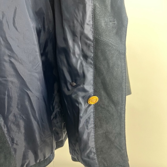 Avanti Sz Medium Vintage Double Breasted Navy Suede Military Jacket - Picture 3 of 10